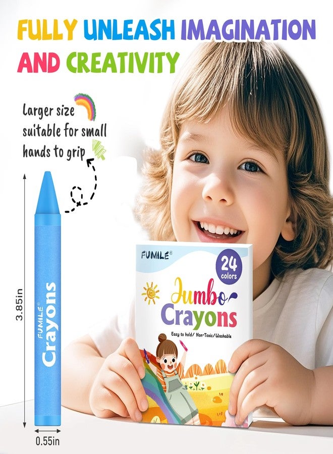 FUMILE 24 Colors Jumbo Crayons for Toddlers 1-3.Washable,Non-Toxic Crayon for Toddlers Ages 4-8.Easy to Hold and Unbreakable Big Toddler Crayons for Toddler Coloring.Best Gift for Holiday ,Travel and Art - Image 2